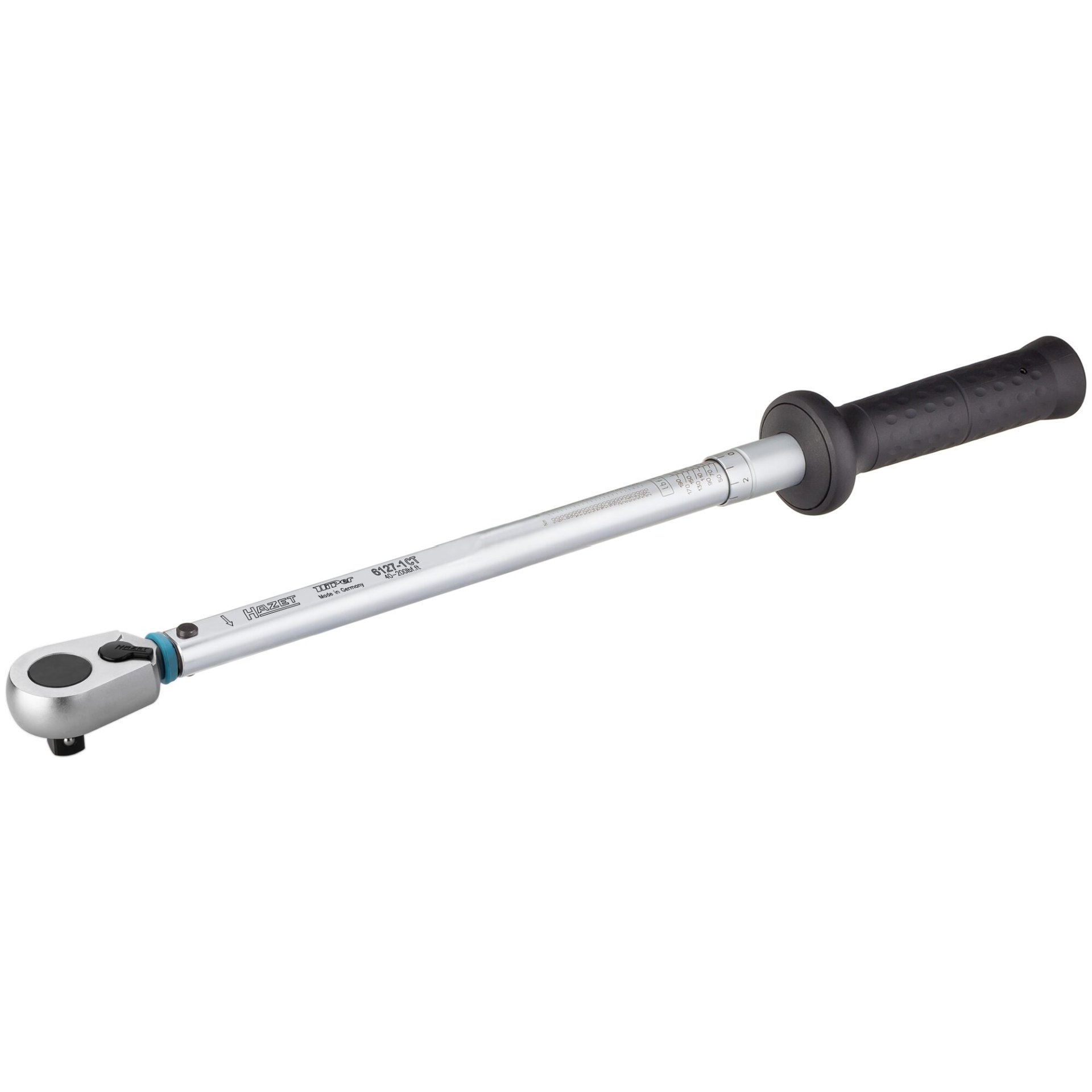 HAZET Torque wrench ∙ US-STANDARD 6127-1CT ∙ Torque range min-max: 54.2 – 271.2 Nm ∙ lbf min-max: 40 – 200 lbf.ft∙ Accuracy: 3% ∙ 1/2 inch (12.5 mm) square, solid ∙ 545 mm