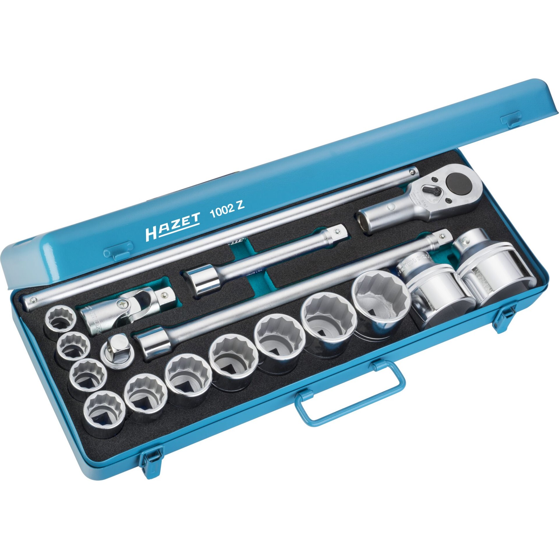 HAZET Socket set 1002Z ∙ 3/4 inch (20 mm) square, hollow ∙ 22 ∙ 24 ∙ 27 ∙ 30 ∙ 32 ∙ 36 ∙ 38 ∙ 41 ∙ 46 ∙ 50 ∙ 55 ∙ 60 ∙ Number of tools: 18