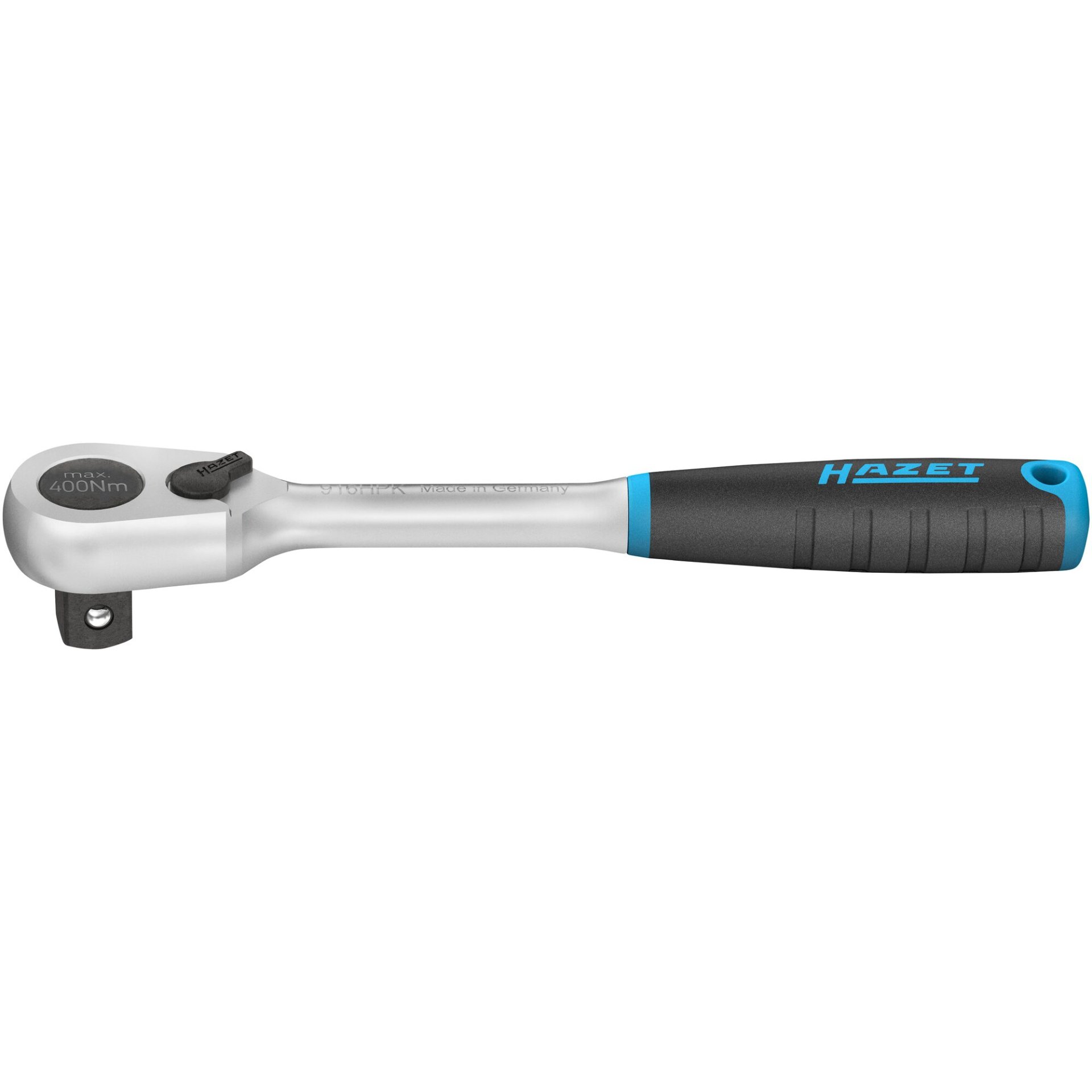 HAZET HiPer Feinzahn-Umschaltknarre ∙ kurz 916HPK ∙ 1/2 Zoll (12,5 mm) Vierkant massiv ∙ 200 mm