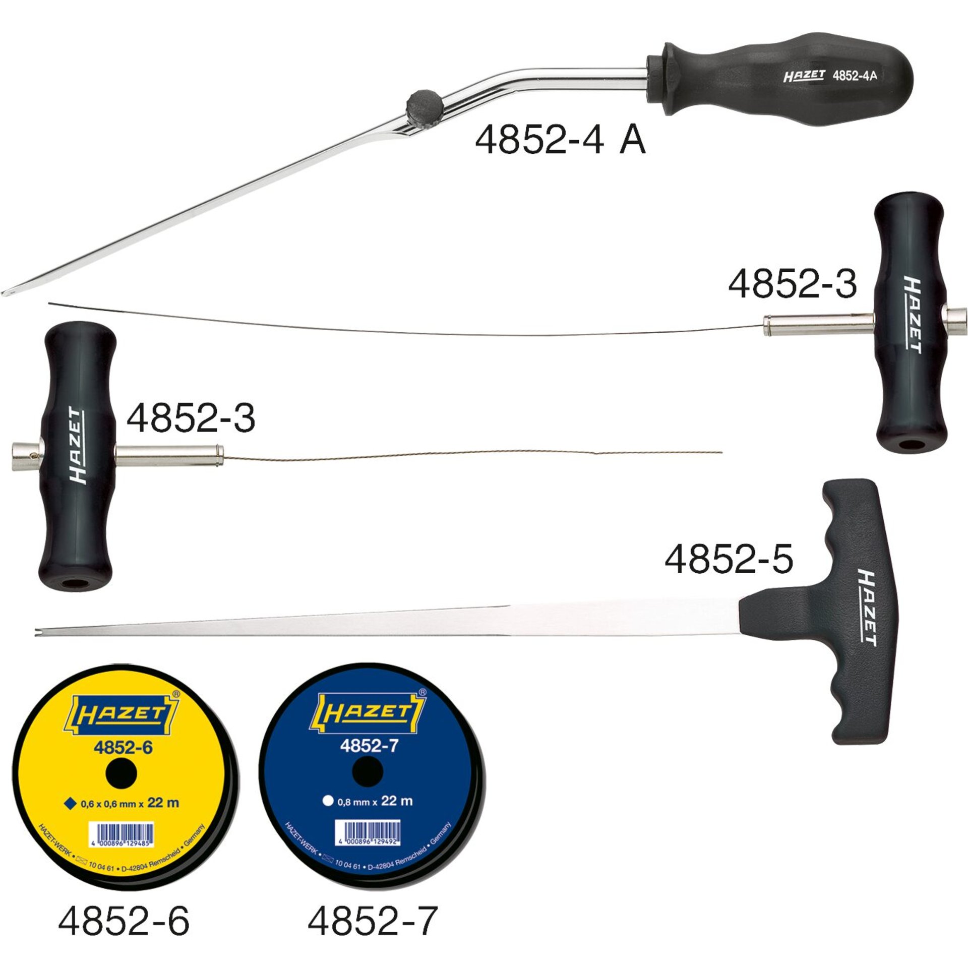 HAZET Tool set for car glass removal 4852/6 ∙ 6 pieces ∙ Number of tools: 6