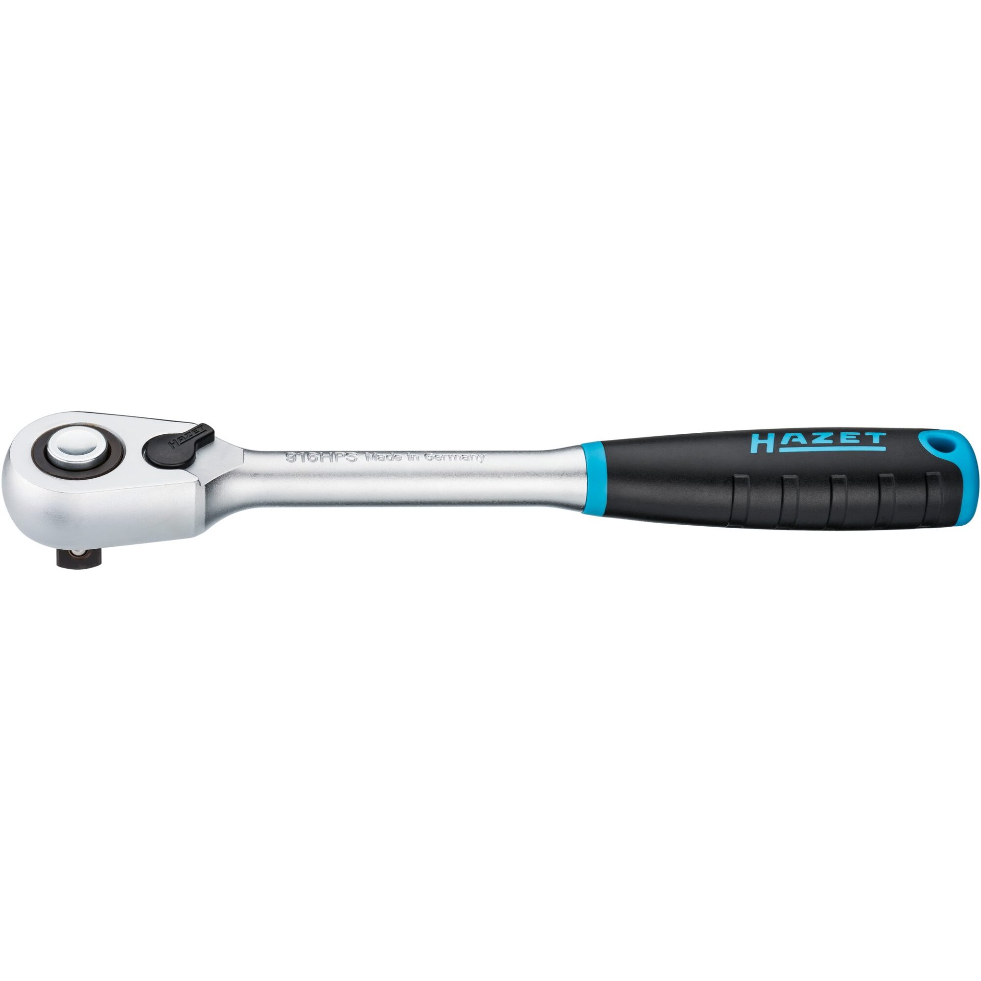 HAZET HiPer Feinzahn-Umschaltknarre ∙ Sicherheitsverriegelung 916HPS ∙ 1/2 Zoll (12,5 mm) Vierkant massiv ∙ 275 mm