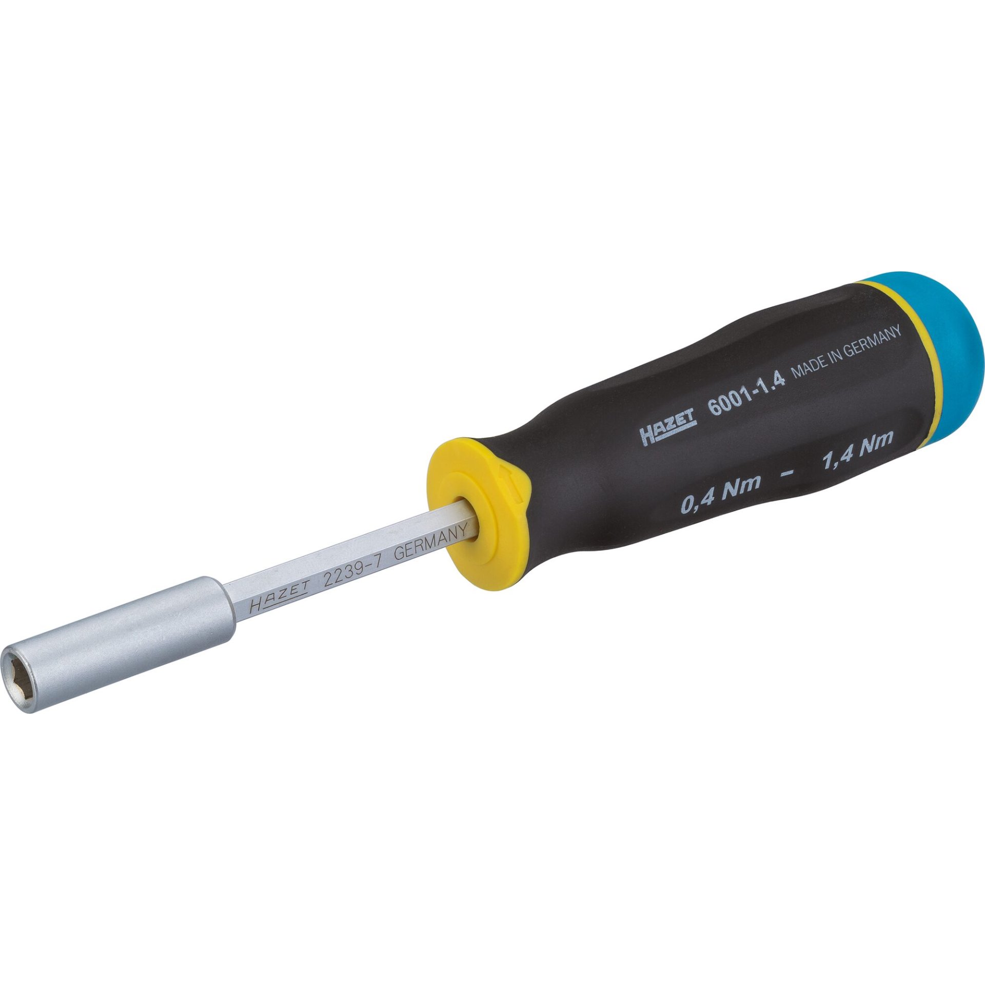 HAZET Torque screwdriver 6001-1.4/3 ∙ Torque range min-max: 0.4 – 1.4 Nm ∙ Accuracy: 15% ∙ 1/4 inch (6.3 mm) hexagon, hollow ∙ 3 pieces ∙ Number of tools: 3