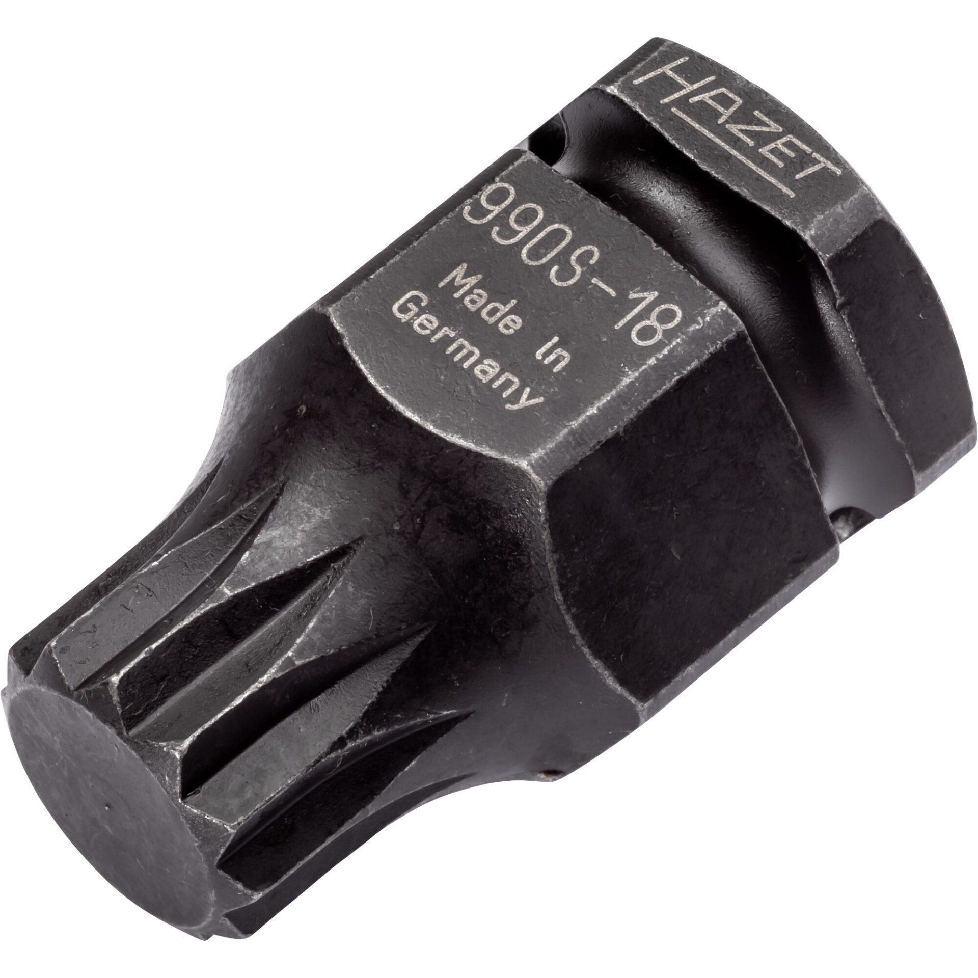HAZET Douille mâle à chocs 990S-18 ∙ Carré creux 1/2 pouce (12,5 mm), 6 pans extérieurs 24 mm ∙ Profil denture multiple intérieur XZN ∙ taille M18