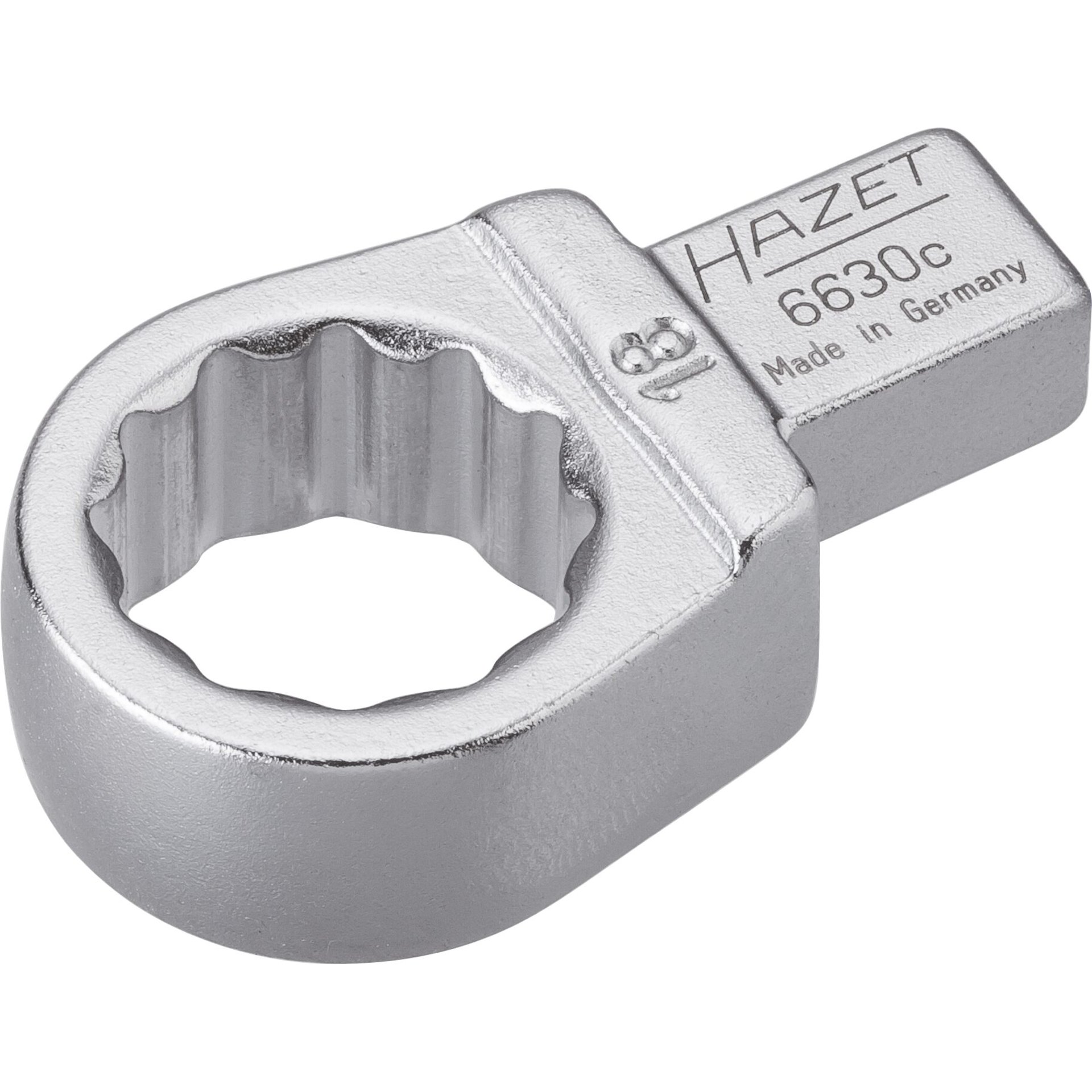 HAZET Einsteck-Ringschlüssel 6630C-18 ∙ 9 x 12 mm Einsteck-Vierkant massiv ∙ Außen-Tractionsprofil Doppelsechskant ∙ SW 18 mm