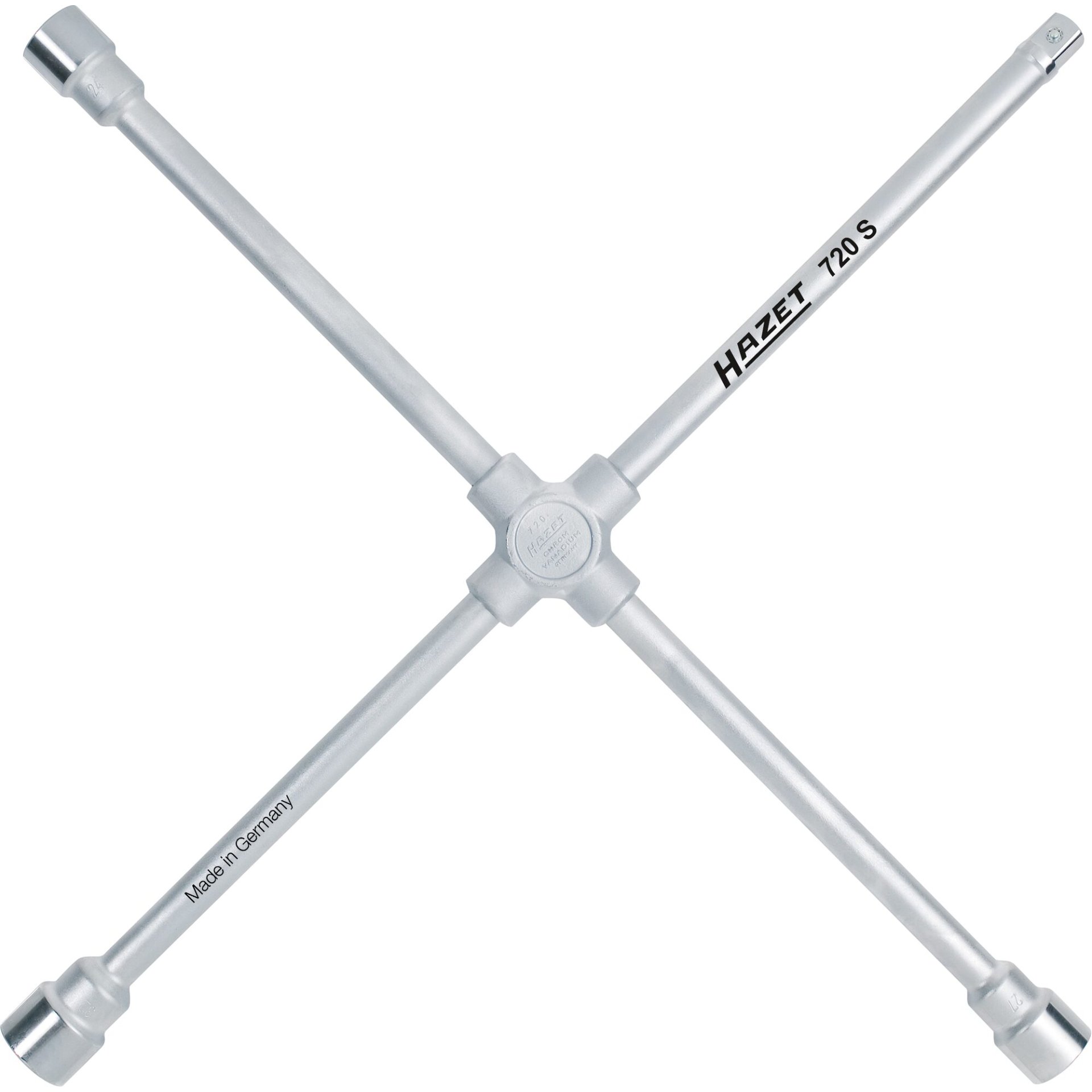 HAZET Clé en croix 720S ∙ Profil à 6 pans extérieurs ∙ taille 24 x 27 x 32 x Carré mâle 20 = 3/4 pouce mm ∙ 15/16 x 1,1/16 x 1,1/4 x Carré mâle 20 = 3/4 pouce″