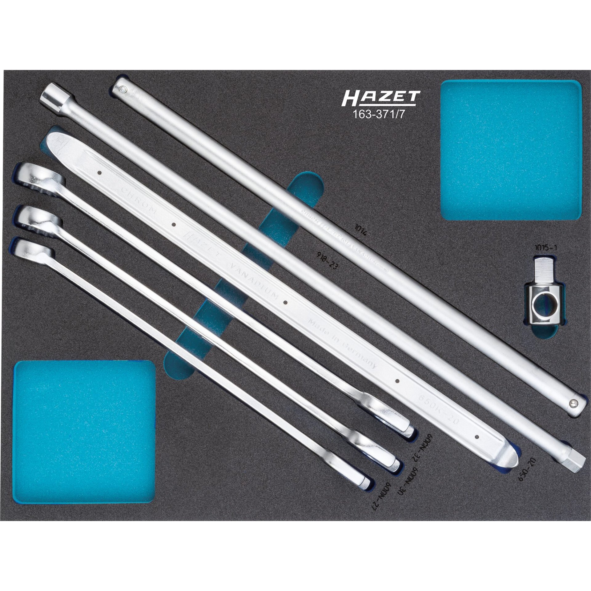 HAZET Jeu d'outils 163-371/7 ∙ Profil Traction à 12 pans extérieurs, Profil à 6 pans extérieurs, Carré massif 1/2 pouce (12,5 mm), Carré massif 3/4 pouce (20 mm) ∙ 27 ∙ 30 ∙ 32 ∙ Nombre d'outils : 7
