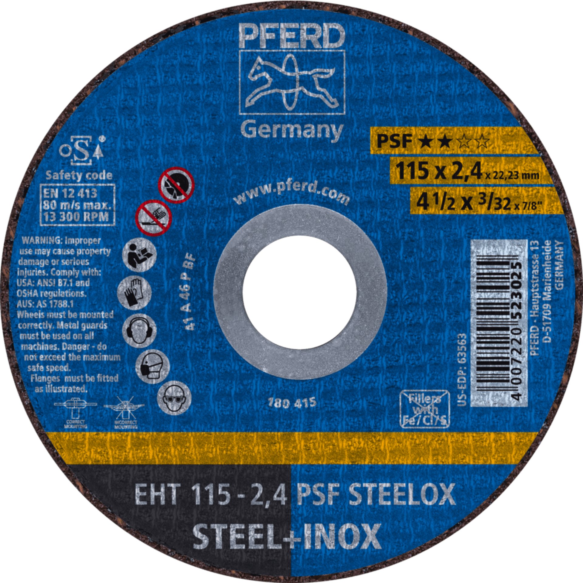 PFERD TOOLS Trennscheiben EHT 115-2,4 PSF STEELOX