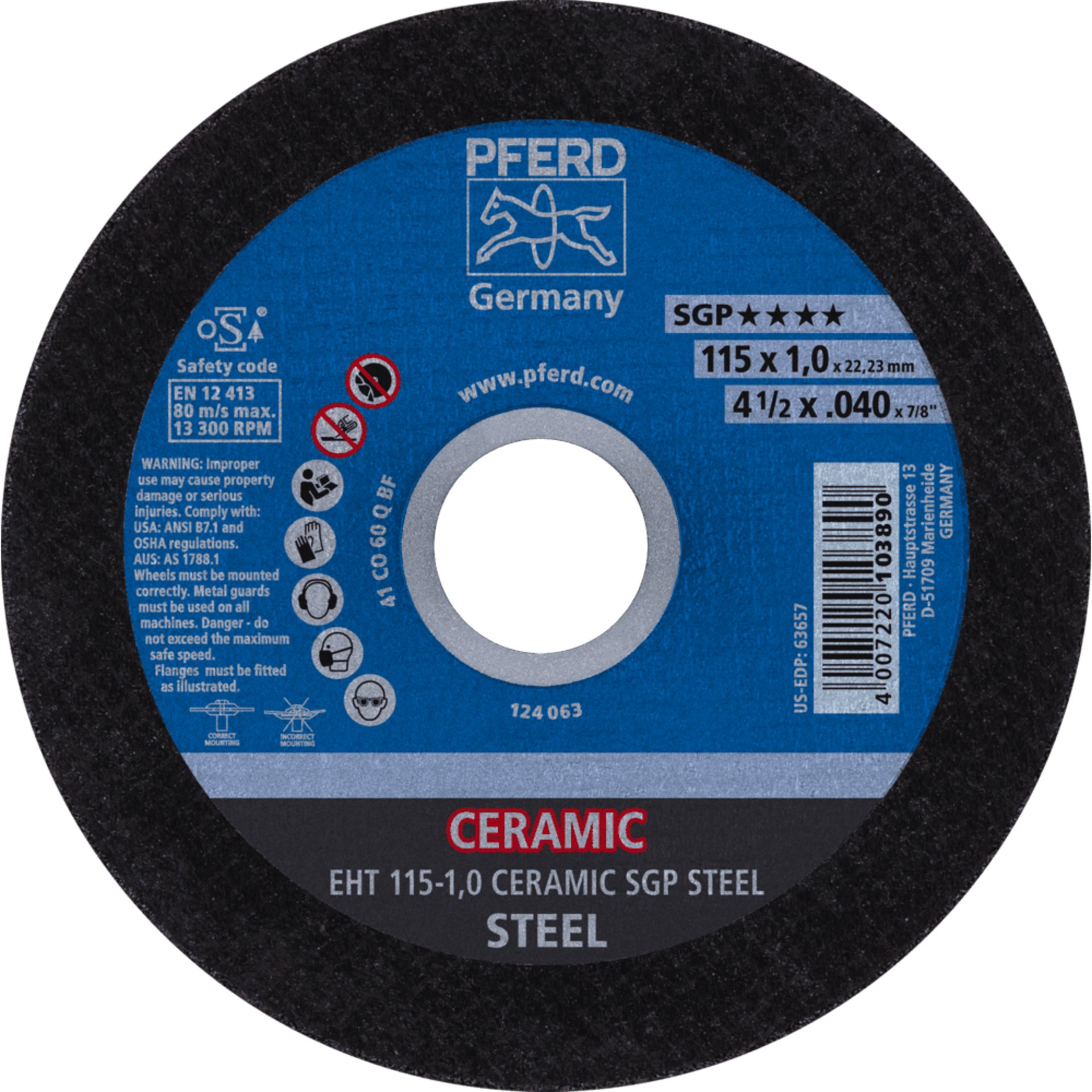 PFERD TOOLS Trennscheiben EHT 115-1,0 CERAMIC SGP STEEL