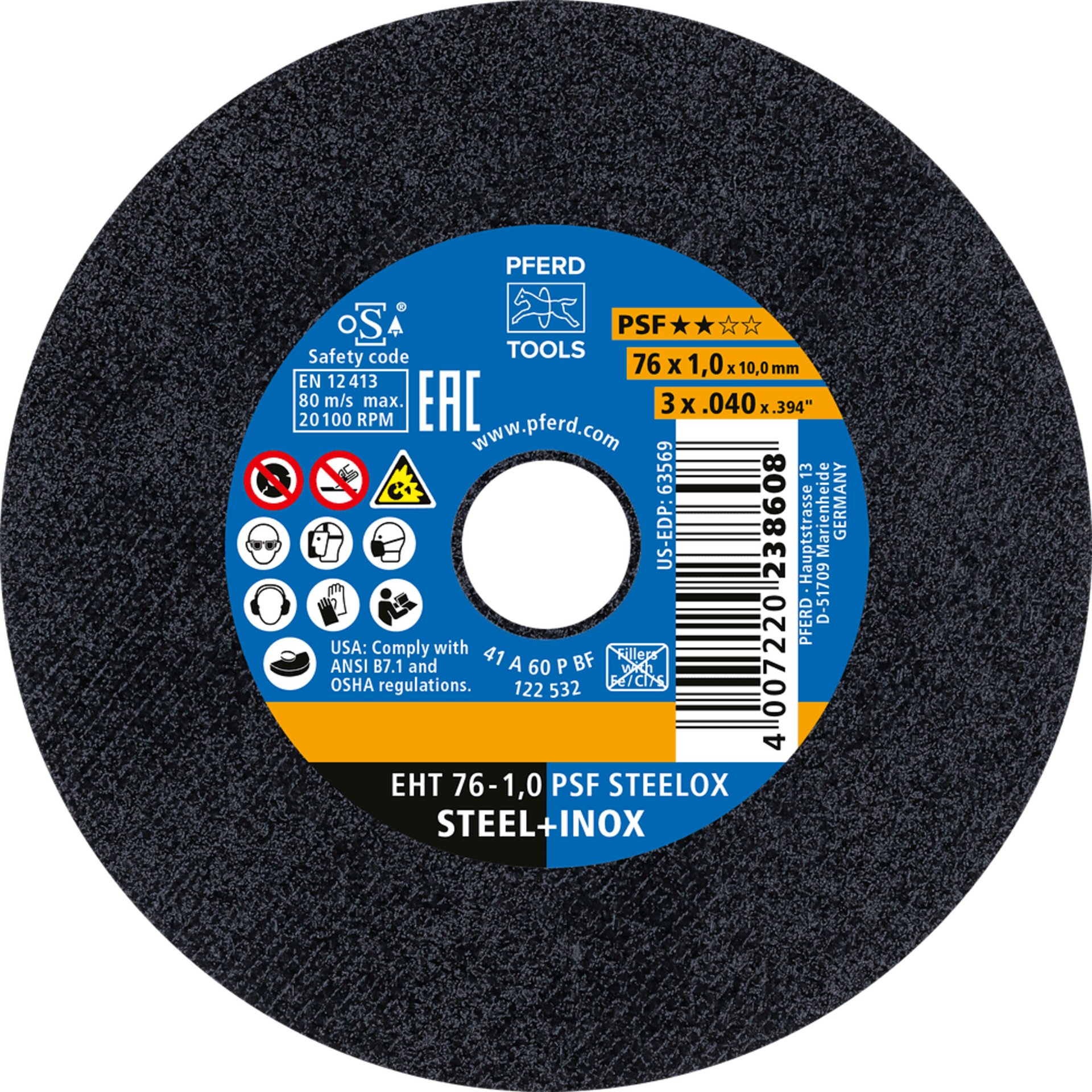 PFERD TOOLS Trennscheiben EHT 76-1,0 PSF STEELOX/10,0