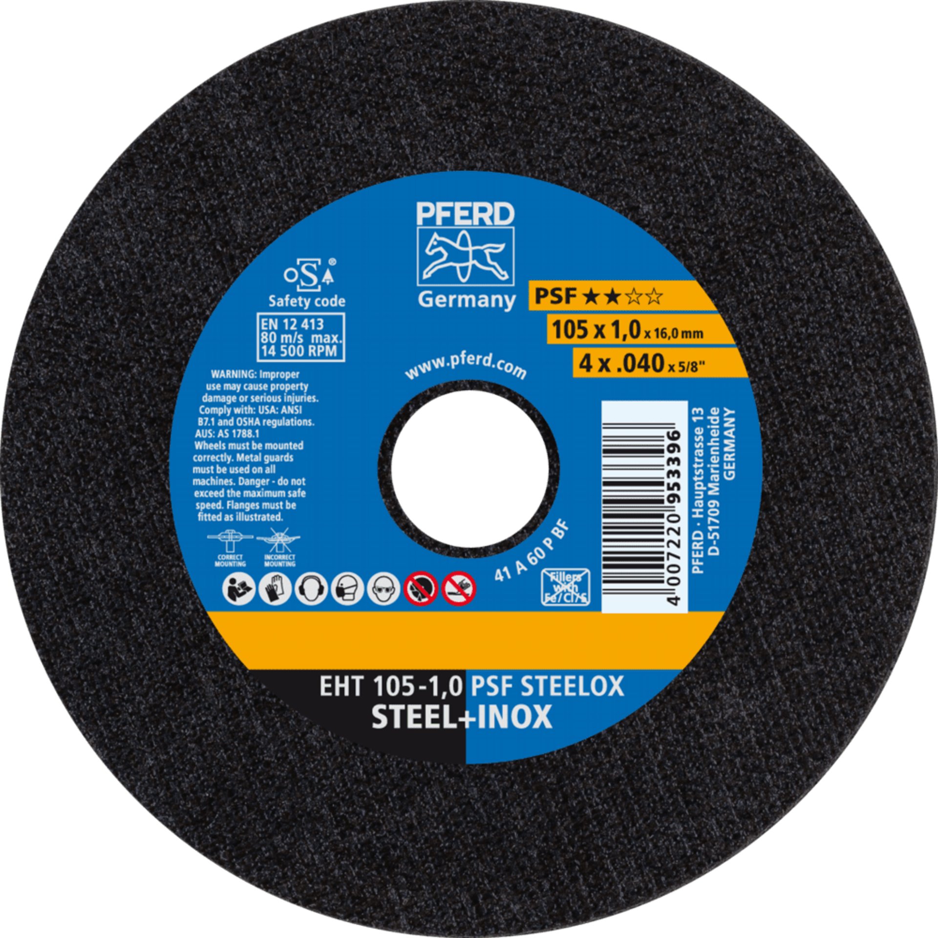 PFERD TOOLS Trennscheiben EHT 105-1,0 PSF STEELOX/16,0