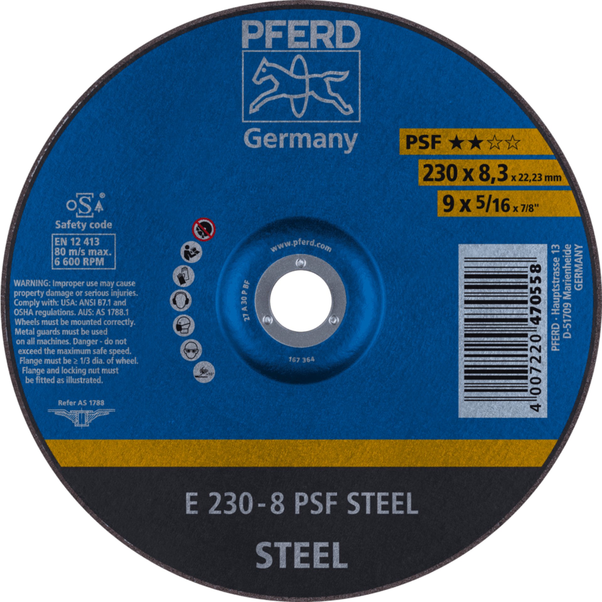 PFERD TOOLS Schruppscheiben E 230-8 PSF STEEL