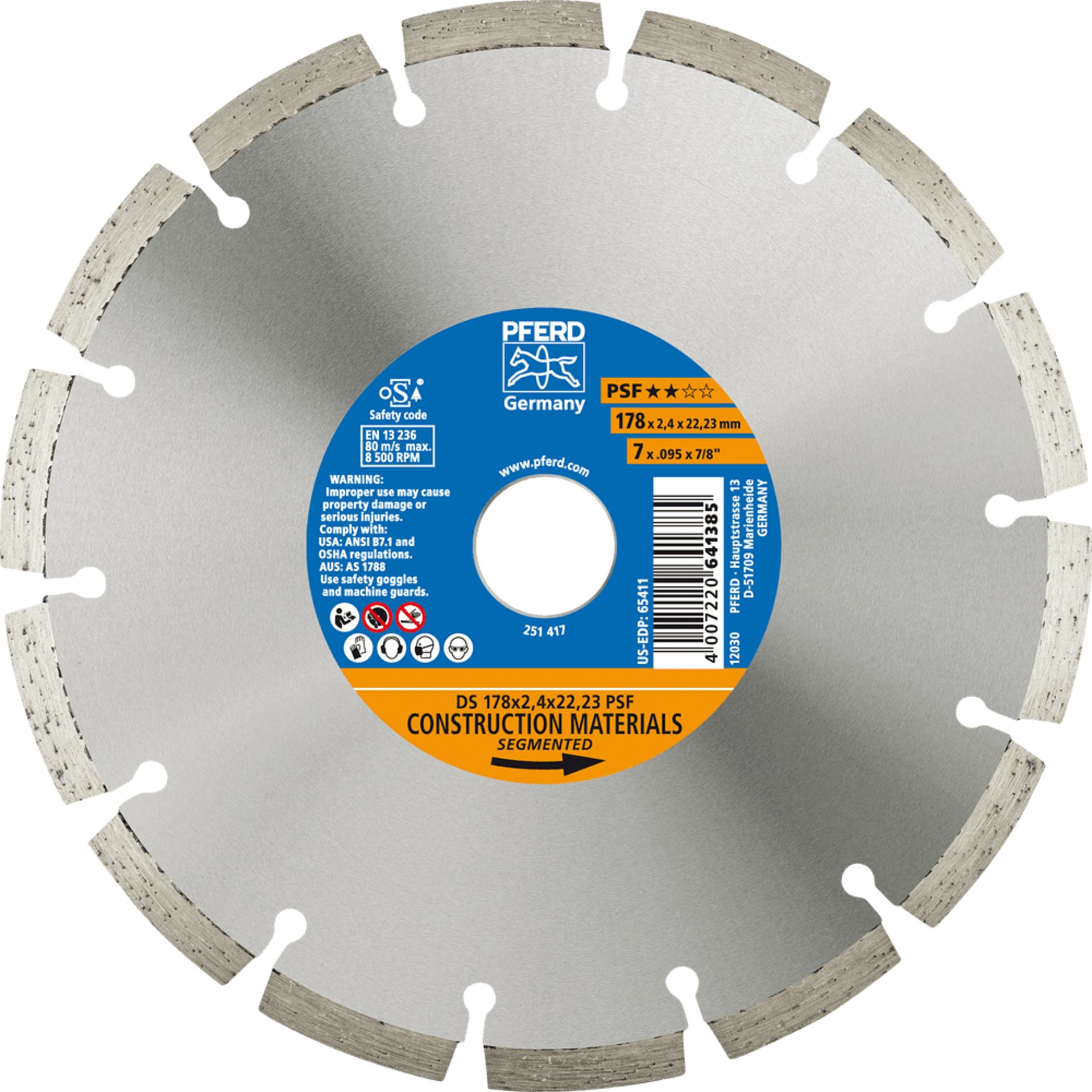 PFERD TOOLS Diamantwerkzeuge für die Bauindustrie DS 150x2,2x22,23 PSF