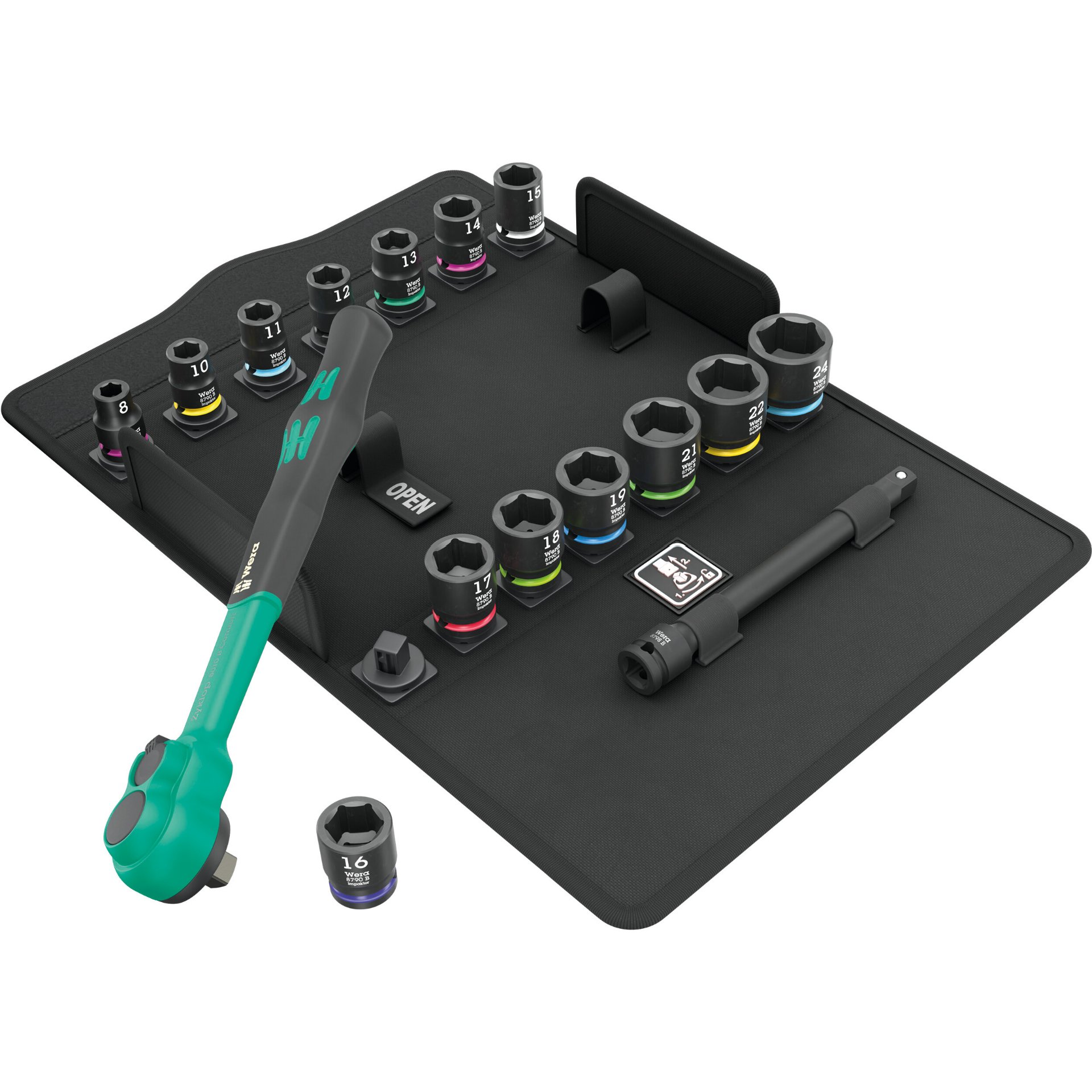 8100 SB 12 Zyklop Comfort Knarrensatz, Umschalthebel, 3/8"-Antrieb, metrisch