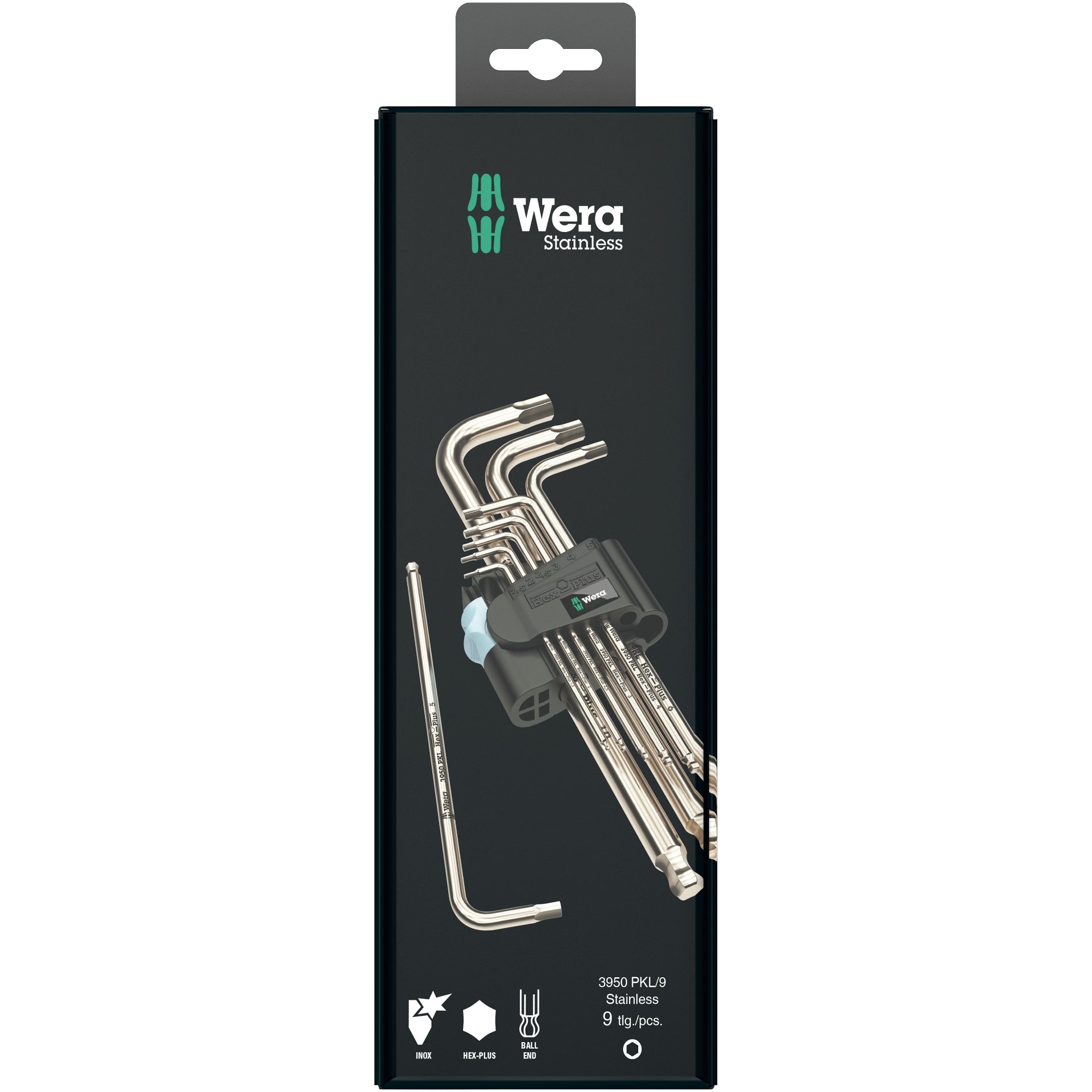 3950/9 Hex-Plus Stainless 1 SB Winkelschlüsselsatz, metrisch, Edelstahl