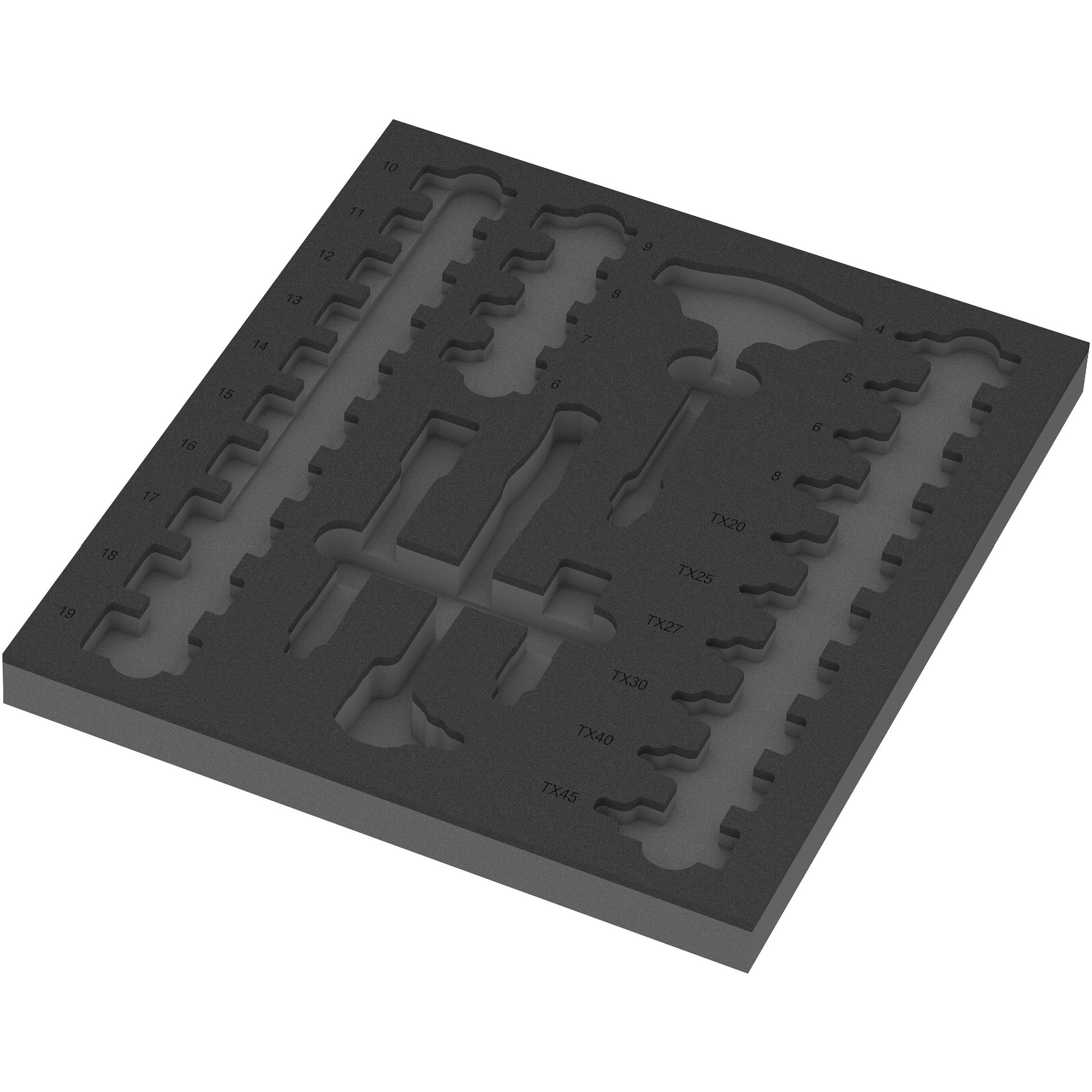 9826 Schaumstoffeinlage 8007 B VDE Zyklop VDE Knarre Set 1, 3/8", ohne Werkzeug