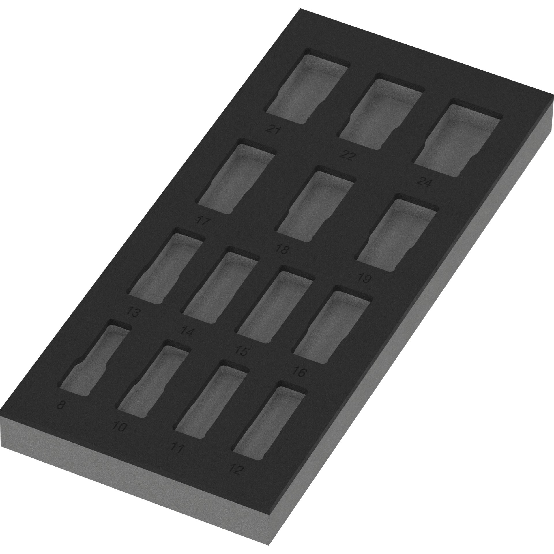 9828 Schaumstoffeinlage Zyklop B 3/8" Impaktor Deep Steckschlüsseleinsatz Set 1, ohne Werkzeug, 172 x 30 x 392 mm
