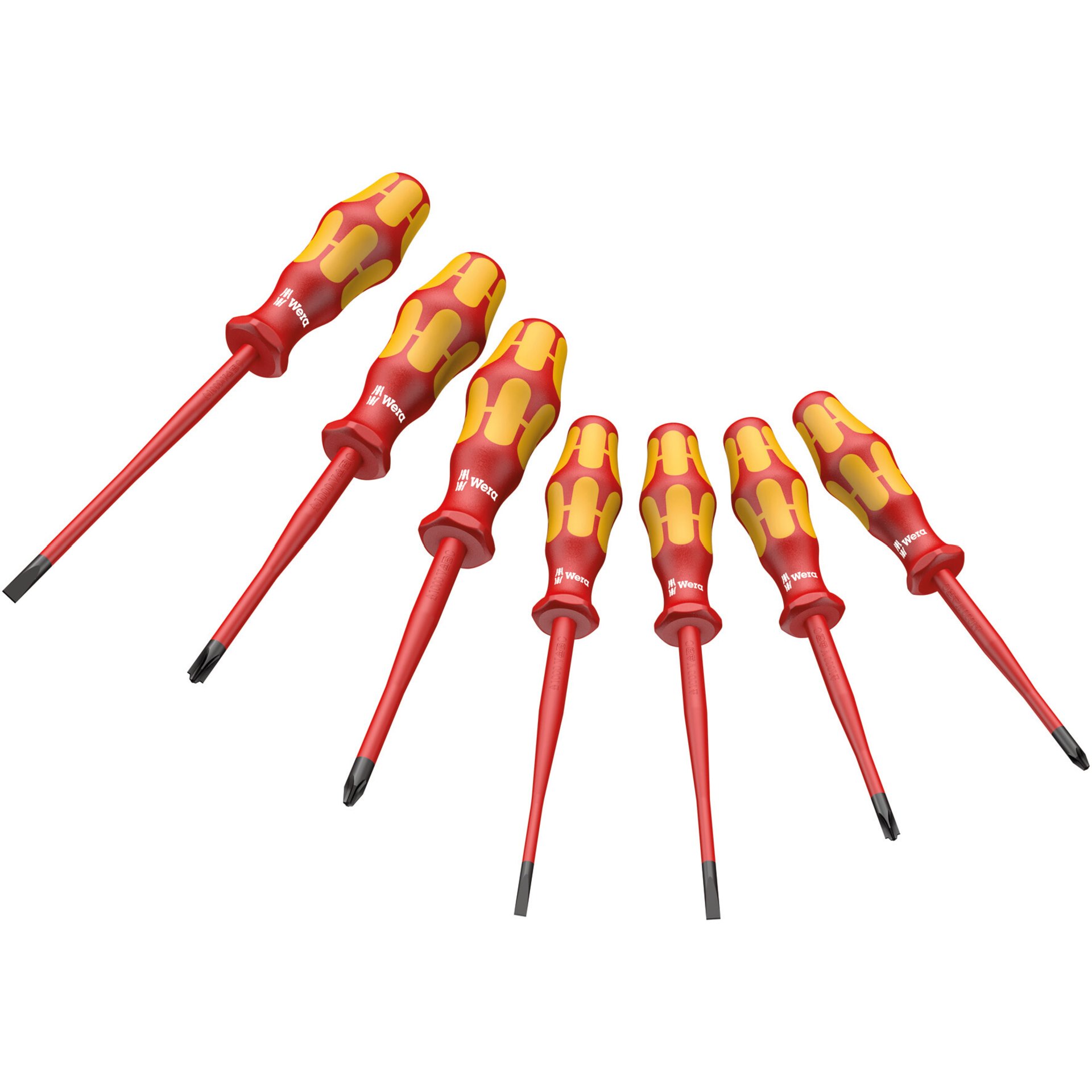 160 iSS/7 Schraubendrehersatz Kraftform Plus Serie 100. Mit reduziertem Klingen- und Griffdurchmesser