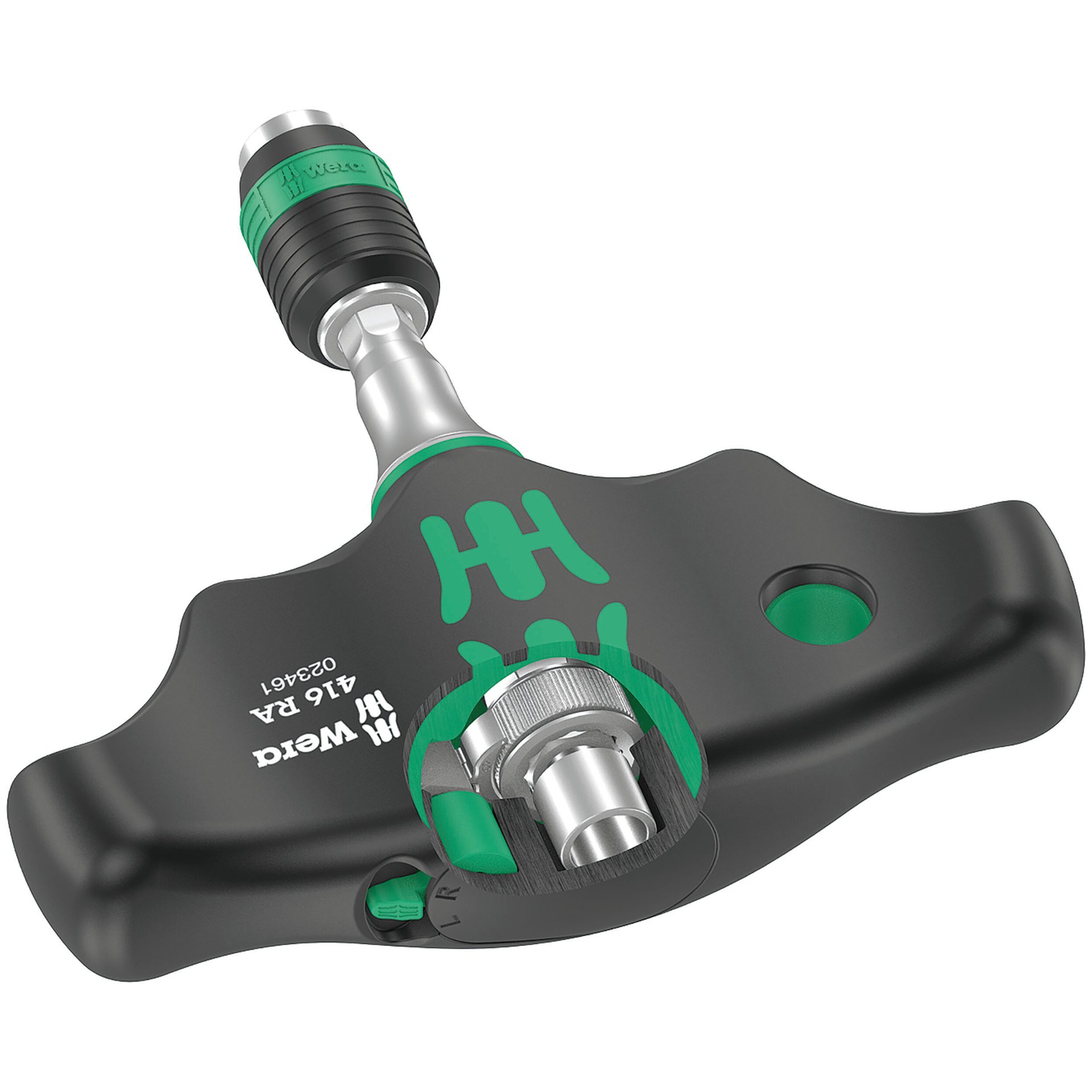 416 RA Quergriff-Bits-Handhalter mit Ratschenfunktion und Rapidaptor Schnellwechselfutter