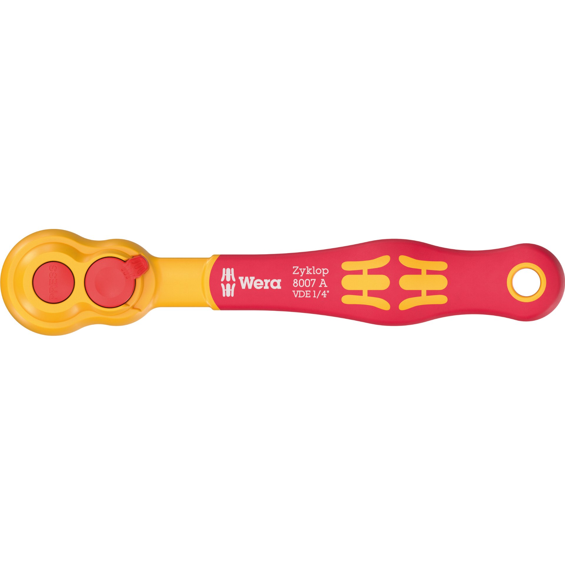8007 A VDE Zyklop Knarre, isoliert, mit Umschalthebel, mit 1/4"-Antrieb, 1/4" x 144 mm