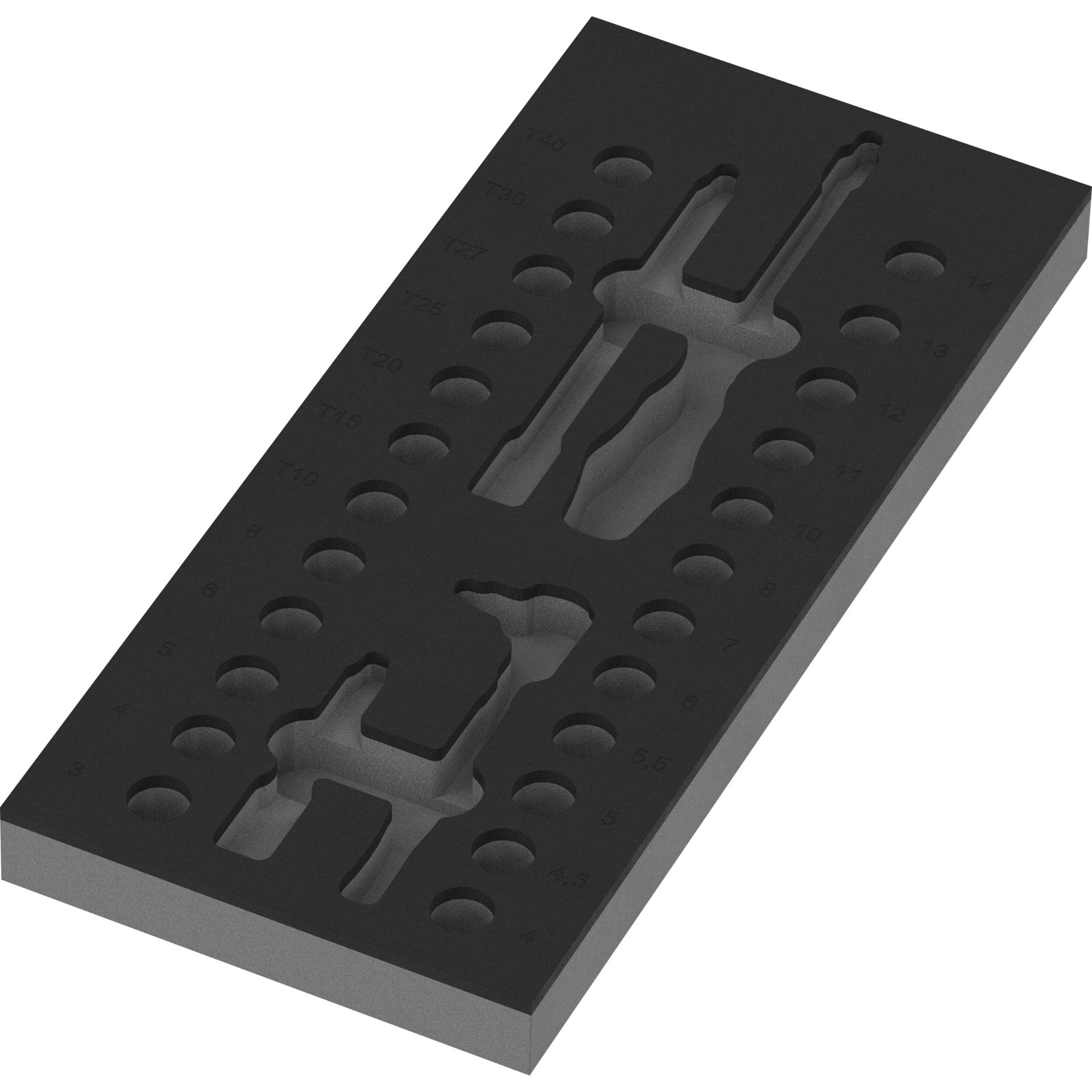 9827 Schaumstoffeinlage 8007 A VDE Zyklop VDE Knarre Set 1, 1/4", ohne Werkzeug, 172 x 30 x 392 mm