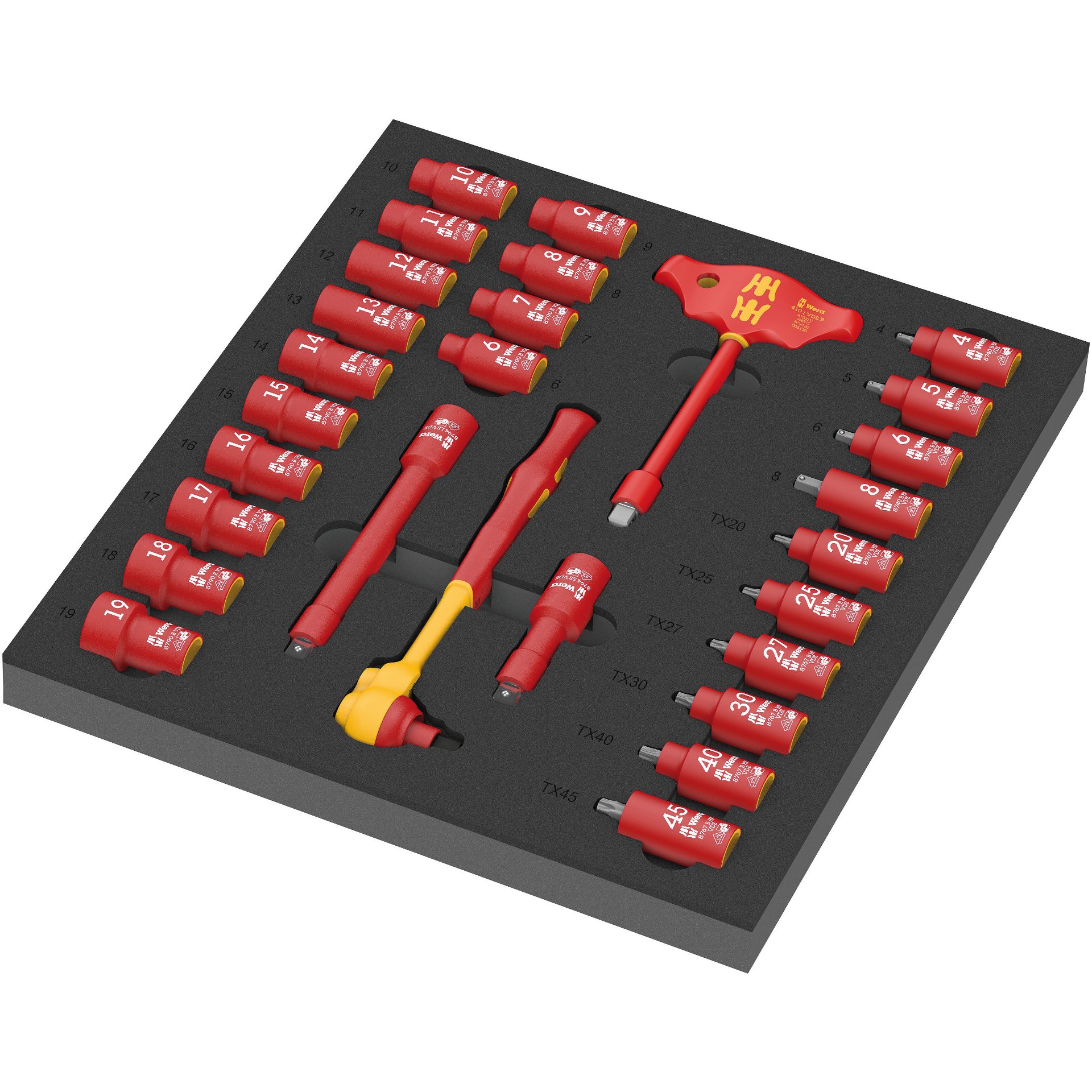 9726 Schaumstoffeinlage 8007 B VDE Zyklop VDE Knarre Set 1, 3/8"