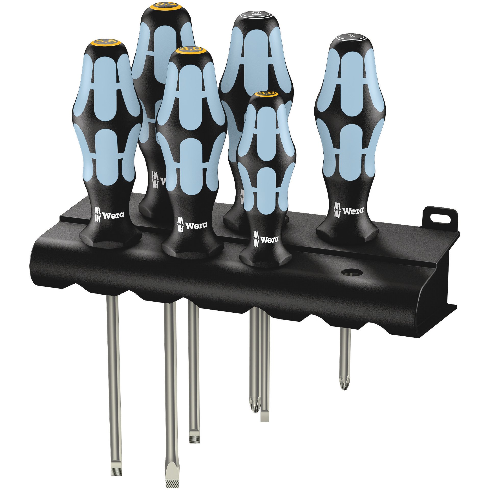 3334/3355/6 Schraubendrehersatz, Edelstahl + Rack, 6-teilig