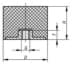 Bild von GUMMIPUFFER TYP E INNENGEWINDE M10, D=50, H=40, STAHL, KOMP:ELAST. NATURKAUTSCHUK SHORE 55A, SCHWARZ