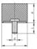 Picture of GUMMIPUFFER TYP D AUSSENGEWINDE M04X10, D=10, H=15, STAHL, KOMP:ELAST. NATURKAUTSCHUK Shore 55A