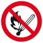 Bild von 9900006979 Verbotsschild Folie D200 mm Feuer,offenes Licht und Rauchen verboten