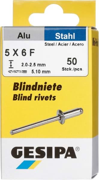 Picture of Blindniet Alu/Stahl Flachrundkopf Mini-Pack 5x6mm a 50Stück GESIPA