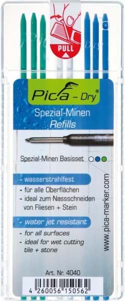 Bild von Minen-Set für Tieflochmarker Pica-Dry weiß, grün, blau Pica